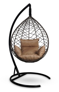 Подвесное кресло-кокон alicante коричневое с бежевой подушкой (лаура) коричневый 195x110 см. Laura