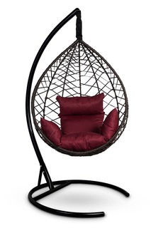 Подвесное кресло-кокон alicante коричневое с бордовой подушкой (лаура) коричневый 110x195x110 см. Laura