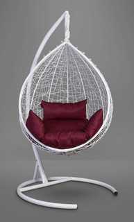 Подвесное кресло-кокон sevilla белое с бордовой подушкой (лаура) белый 110x195x110 см. Laura