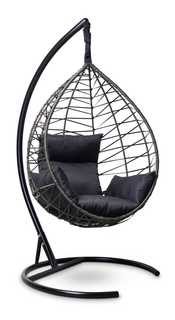 Подвесное кресло-кокон alicante черно-золотое с черной подушкой (лаура) черный 110x195x110 см. Laura