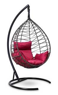 Подвесное кресло-кокон alicante черно-золотое с бордовой подушкой (лаура) красный 110x195x110 см. Laura