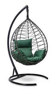 Подвесное кресло-кокон alicante черно-золотое с зеленой подушкой (лаура) черный 110x195x110 см. Laura