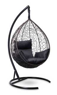 Подвесное кресло-кокон sevilla коричневое с черной подушкой (лаура) коричневый 110x195x110 см. Laura