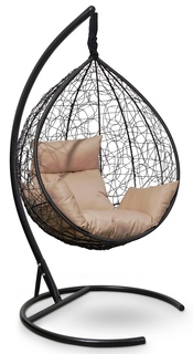 Подвесное кресло-кокон sevilla черное с бежевой подушкой (лаура) черный 110x195x110 см. Laura