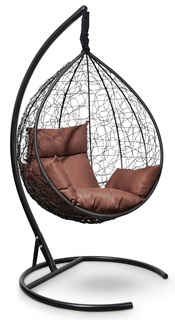 Подвесное кресло-кокон sevilla черное с коричневой подушкой (лаура) черный 110x195x110 см. Laura