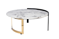 Стол журнальный cadiz круглый с искусственным мрамором (garda decor) мультиколор 90x38x90 см.