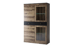 Шкаф с витриной jagger 2v2d1s (анрэкс) коричневый 159x159x35 см.
