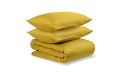 Комплект постельного белья полутораспальный из сатина горчичного цвета из коллекции essential (tkano) желтый 150x1 см.