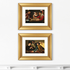 Набор из 2-х репродукций картин в раме the players , 1597г. (картины в квартиру) коричневый 50x40 см.