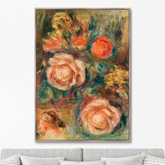Репродукция картины на холсте bouquet de roses 1900г. (картины в квартиру) коричневый 75x105 см.