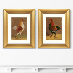 Набор из 2-х репродукций картин в раме fighting cocks 1829г (картины в квартиру) коричневый