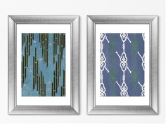 Набор из 2-х репродукций картин в раме vintage print of japanese textile №23, 1904г. (картины в квартиру) мультиколор 50x70 см.