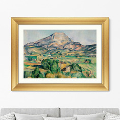Репродукция картины в раме mont sainte-victoire , 1892г. (картины в квартиру) зеленый 80x60 см.