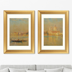 Набор из 2-х репродукций картин в раме venice lagoon , 1899г. (картины в квартиру) бежевый 50x70 см.