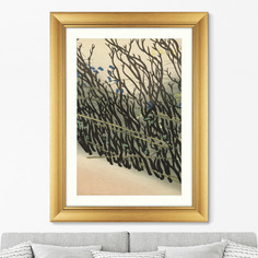 Репродукция картины в раме hedge from momoyogusa–flowers, 1909г. (картины в квартиру) золотой 60x80 см.