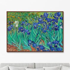 Репродукция картины на холсте irises , 1889г. (картины в квартиру) зеленый 105x75 см.