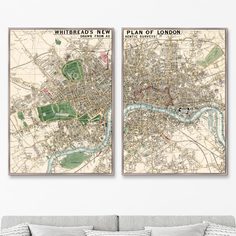 Набор из 2-х репродукций картин на холсте plan of london drawn , 1853г. (картины в квартиру) бежевый 75x105 см.