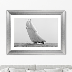 Репродукция картины в раме wilson marshall s schooner atlantic , 1904г. (картины в квартиру) серый 80x60 см.