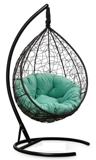 Подвесное кресло-кокон sevilla verde velour коричневое с бирюзовой подушкой (лаура) коричневый 110x195x110 см. Laura
