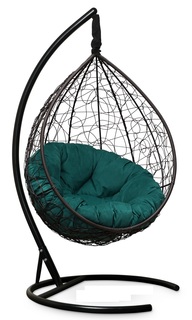 Подвесное кресло-кокон sevilla verde velour коричневое с зеленой подушкой (лаура) коричневый 110x195x110 см. Laura