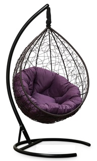 Подвесное кресло-кокон sevilla verde velour коричневое с фиолетовой подушкой (лаура) коричневый 110x195x110 см. Laura