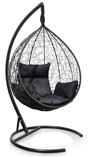Подвесное кресло-кокон sevilla черное с черной подушкой (лаура) черный 110x195x110 см. Laura