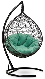 Подвесное кресло sevilla verde velour черное с бирюзовой подушкой (лаура) черный 110x195x110 см. Laura