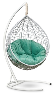 Подвесное кресло sevilla verde velour белое с бирюзовой подушкой (лаура) белый 110x195x110 см. Laura