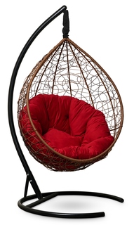 Подвесное кресло-кокон sevilla verde velour горячий шоколад с красной подушкой (лаура) коричневый 110x195x110 см. Laura