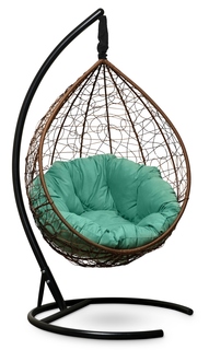 Подвесное кресло-кокон sevilla verde velour горячий шоколад с бирюзовой подушкой (лаура) коричневый 110x195x110 см. Laura