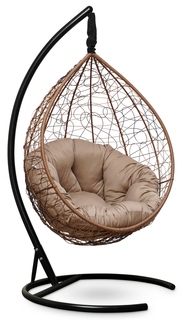 Подвесное кресло sevilla verde горячий шоколад с бежевой подушкой (лаура) коричневый 110x195x110 см. Laura