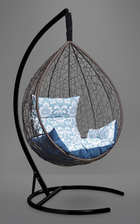 Подвесное кресло-кокон sevilla elegant коричневое с синей/голубой подушкой (лаура) коричневый 110x195x110 см. Laura