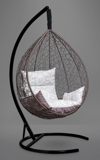 Подвесное кресло-кокон sevilla elegant коричневое с серой/голубой подушкой (лаура) коричневый 110x195x110 см. Laura