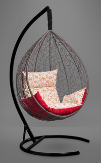 Подвесное кресло-кокон sevilla elegant горячий шоколад с красной/розовой подушкой (лаура) коричневый 110x195x110 см. Laura