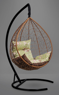 Подвесное кресло-кокон sevilla elegant горячий шоколад с коричневой/зеленой подушкой (лаура) коричневый 110x195x110 см. Laura