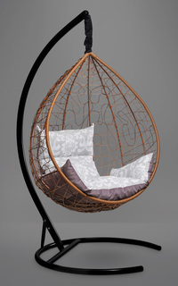 Подвесное кресло-кокон sevilla elegant горячий шоколад с шоколадной/серой подушкой (лаура) коричневый 110x195x110 см. Laura