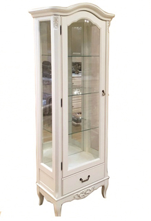 Витрина однодверная gold wood 1r (правая) с зеркалом (la neige) белый 70.0x44.0x203.0 см.
