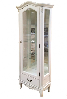 Витрина однодверная gold wood n1l (левая) с зеркалом (la neige) белый 70.0x44.0x204.0 см.