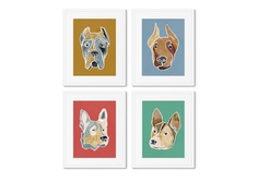Набор из 4-х репродукций картин в раме happy dogs, no4 (картины в квартиру) мультиколор 42x52 см.