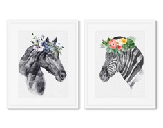 Набор из 2-х репродукций картин в раме graceful couple (картины в квартиру) мультиколор 42x52 см.