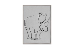 Репродукция картины на холсте rhino on gray (картины в квартиру) серый 75x105 см.