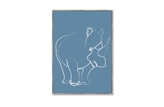 Репродукция картины на холсте rhino on blue (картины в квартиру) голубой 75x105 см.