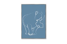 Репродукция картины на холсте rhino on blue (картины в квартиру) голубой 75x105 см.