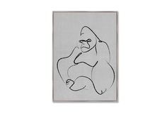 Репродукция картины на холсте gorilla on gray (картины в квартиру) серый 75x105 см.