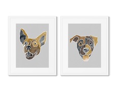 Набор из 2-х репродукций картин в раме happy dogs, no1 (картины в квартиру) мультиколор 42x52 см.