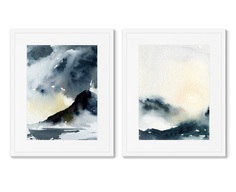 Набор из 2-х репродукций картин в раме storm landscape (картины в квартиру) мультиколор 42x52 см.