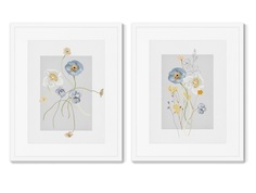 Набор из 2-х репродукций картин в раме floral set in pale shades, no8 (картины в квартиру) мультиколор 42x52 см.
