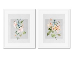 Набор из 2-х репродукций картин в раме floral set in pale shades, no10 (картины в квартиру) мультиколор 42x52 см.