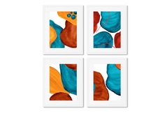 Набор из 4-х репродукций картин в раме forms and colors, composition no1 (картины в квартиру) мультиколор 42x52 см.