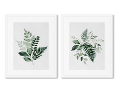 Набор из 2-х репродукций картин в раме floral set in pale shades, no1 (картины в квартиру) зеленый 42x52 см.